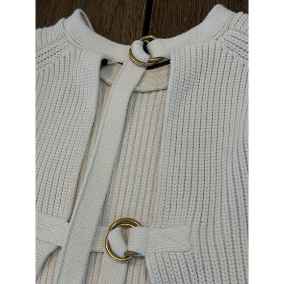 Alexander Wang Open Back Heavy Knit Sweater Women’s Size M Ivory Gold Rings - Picture 4 of 10